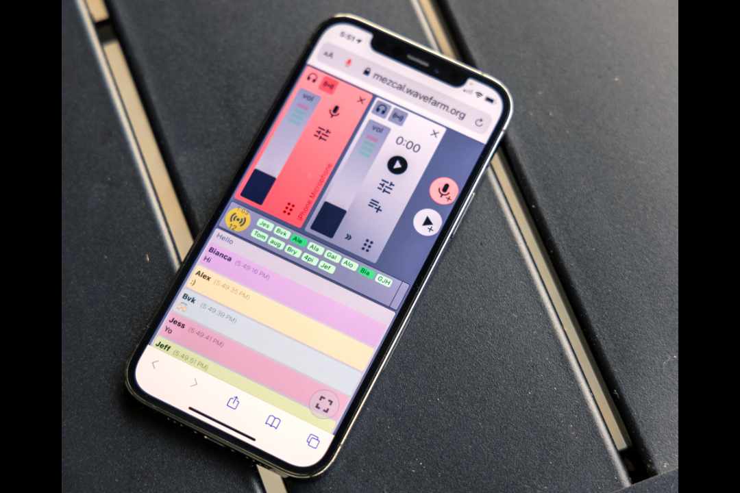 mobile phone with audio mixer app, mezcal